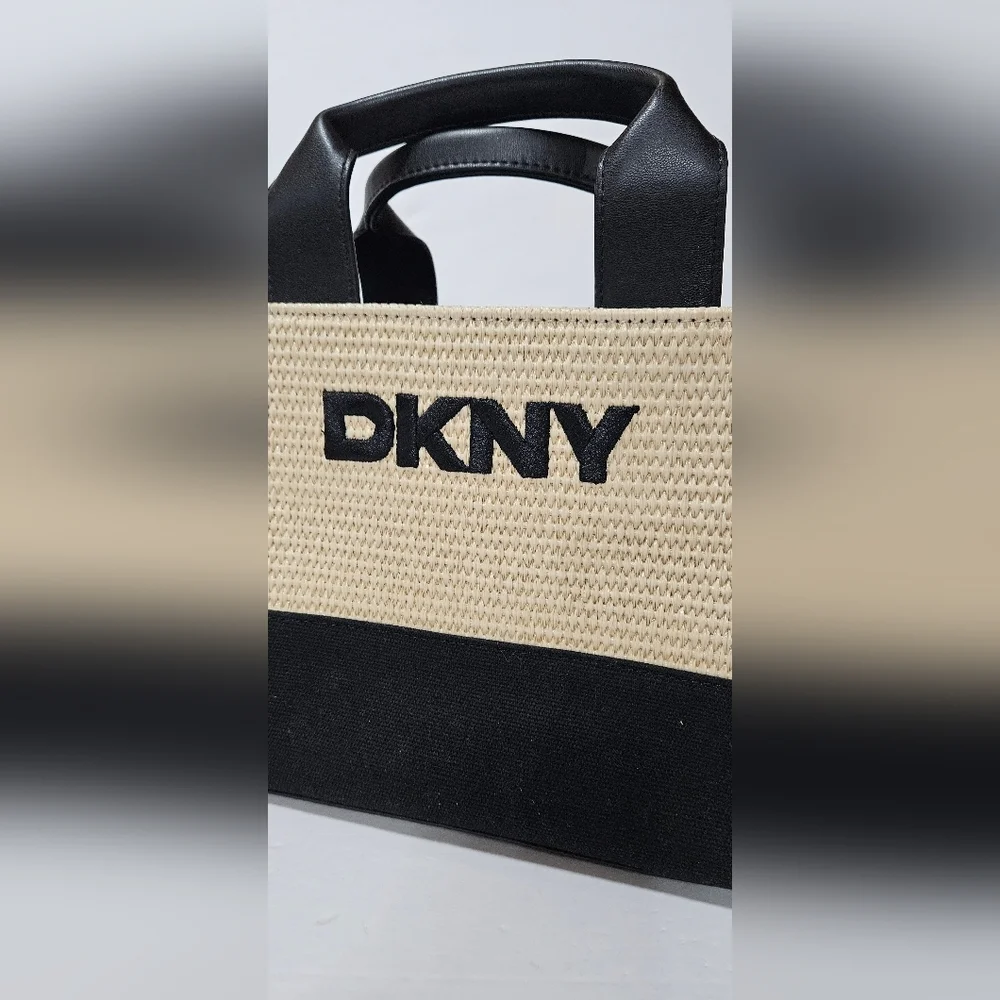 NWT DKNY Tan and Black Woven Handbag - Picture 3 of 9